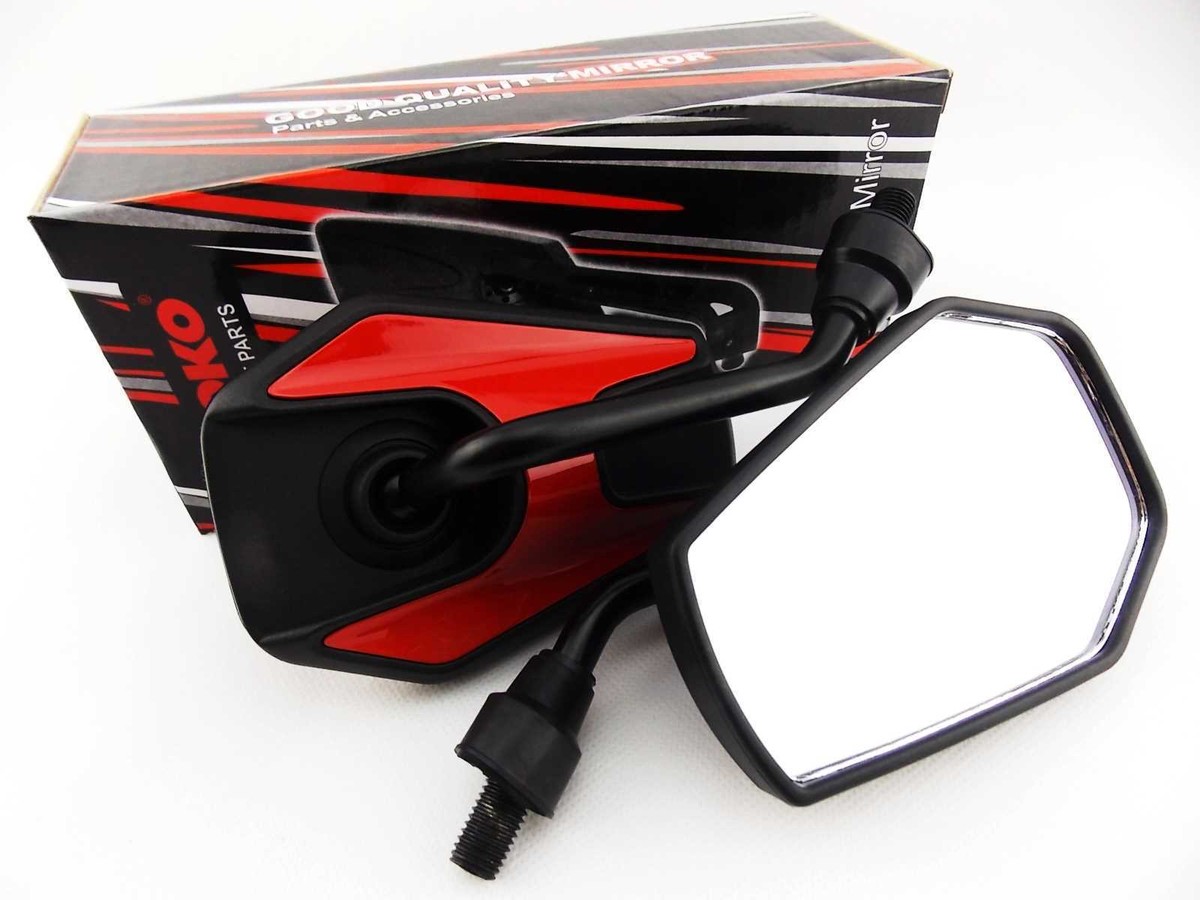 KAWASAKI Z400 74-84 BLACK RED HEX SOKO MIRRORS | eBay