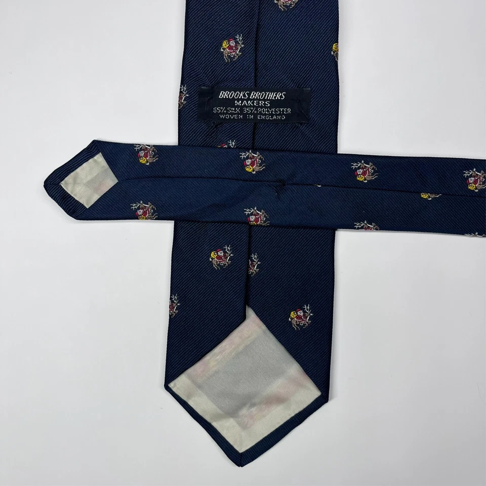 Corbata corta para hombre Brooks Brother's Makers Repp mezcla de seda geométrica Santa Foto 4 de 4