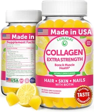 USA Made Collagen Peptides Gummies - 200Mg Non-Gmo Anti-Aging Formula with Bi...