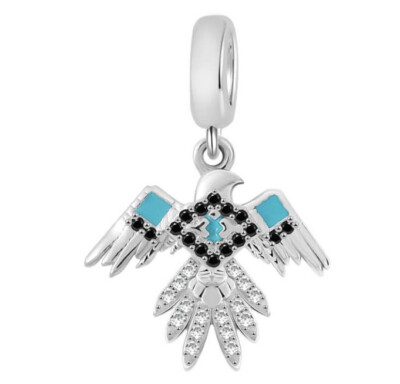 Â STERLING SILBER 925   ADLER AUSGEBREITETE FLÜGEL VOGEL CHARM & ETUI BLAU