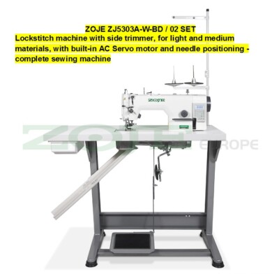 ZOJE ZJ5303A-W-BD / 02 SET Lockstitch machine with side trimmer, for l/m DE NEW
