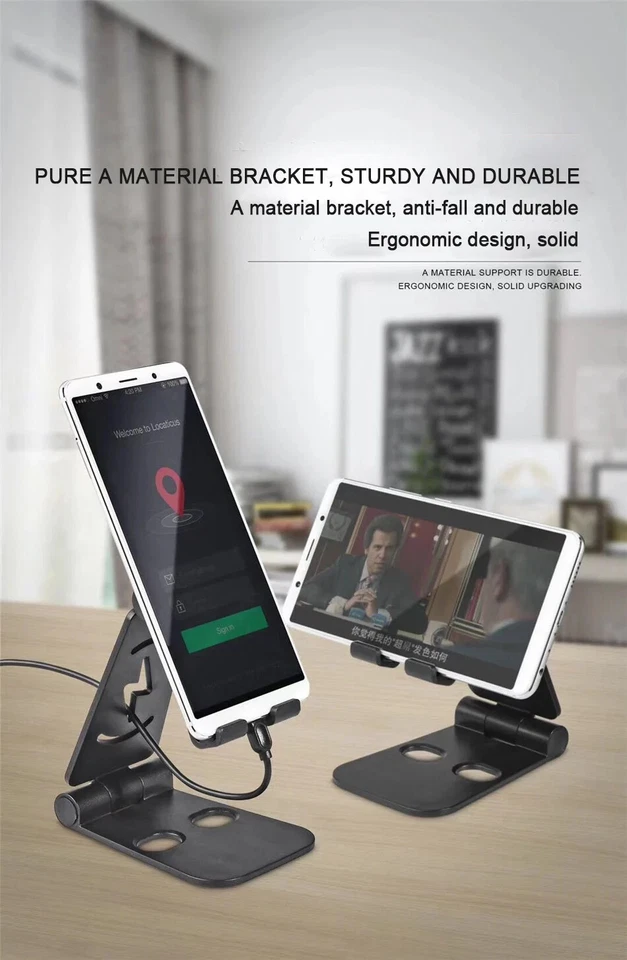 Soporte de escritorio plegable universal para soporte de escritorio para teléfono celular y tableta Foto 3 de 4
