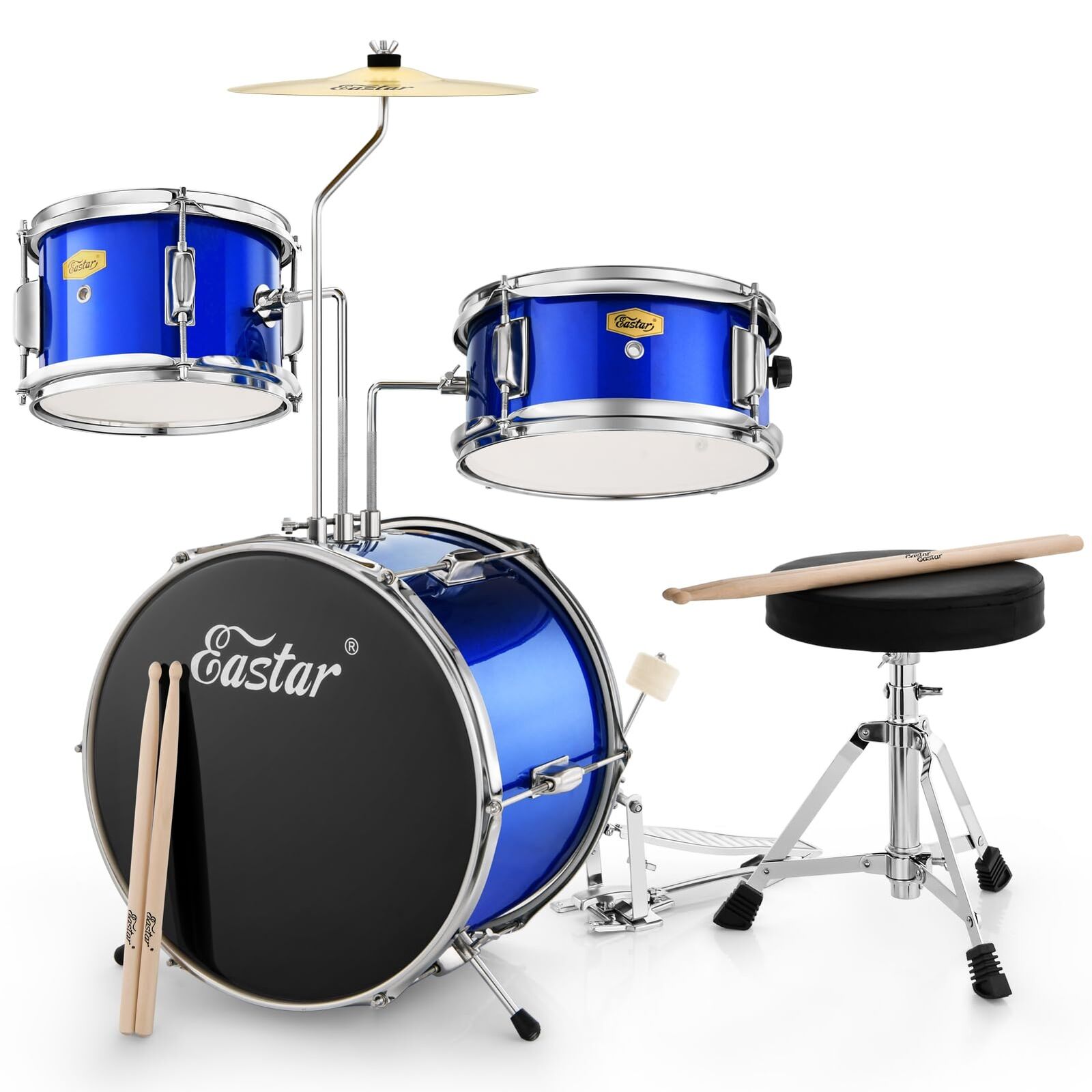 Drum Set 14 '' Drum Kit for Kids Beginners, 3-Piece with Adjustable Throne, C...