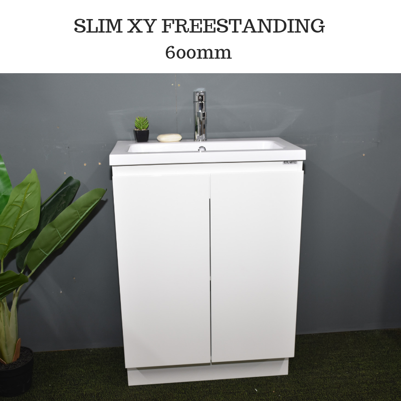 600mm Slim Narrow White Bathroom Vanity Unit Freestanding Free