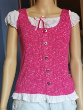 Dirndlbluse mit Mieder Gr S M 36 38 Doppeloptik 