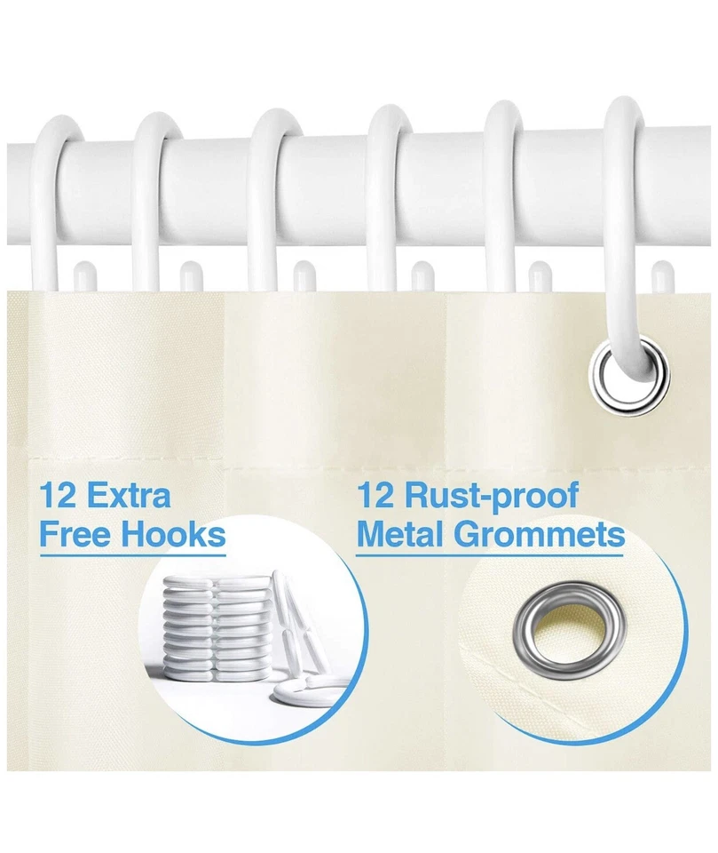 Kikcoin Forro Cortina de Ducha Beige 72" X 72" Pulgadas Impermeable Poliéster Nuevo Foto 2 de 4