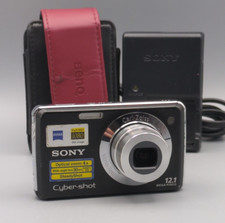 Sony Cybershot DSC-W210 12.1MP Digital Camera Compact Black 4x, Charger, Case