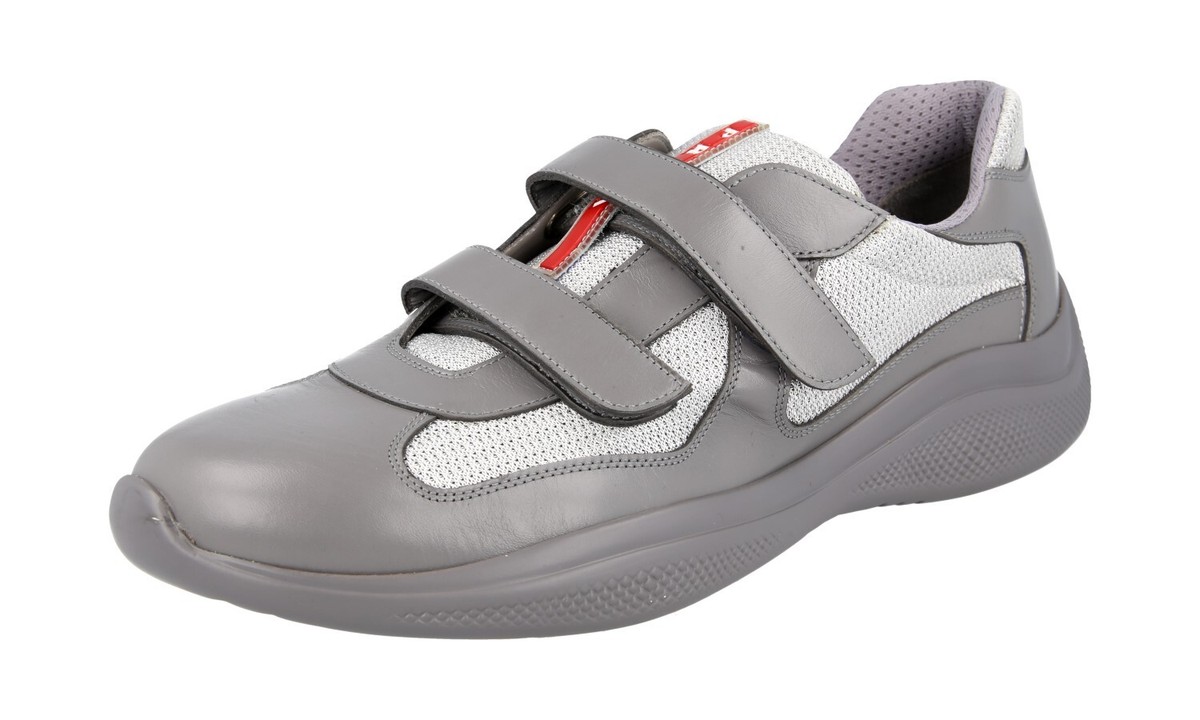 PRADA AMERICAS CUP SNEAKERS SHOES 4O3305 GREY LEATHER NEW US 10 EU