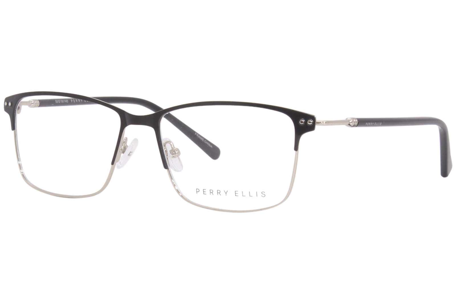 Perry Ellis PE450-1 Очки мужские черные серебристые с полной оправой прямоугольной формы 55 мм 17790₽