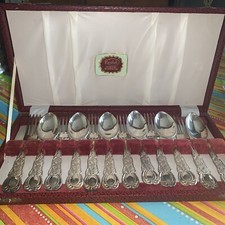 Set di posate (x6 cucchiaio e x6 forchetta da Dessert) RODD SILVERWARE - Vintage