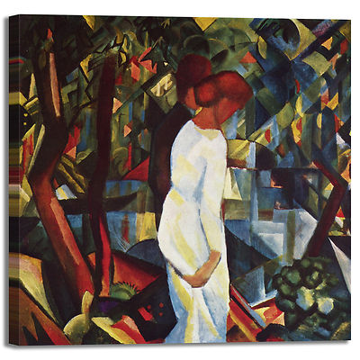 Macke Paar im Wald Design Bild Druck Leinwand Gemälde Rahmen Wohnkultur