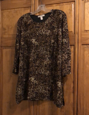 Black Gold Foil Leopard Blouse 2X 
