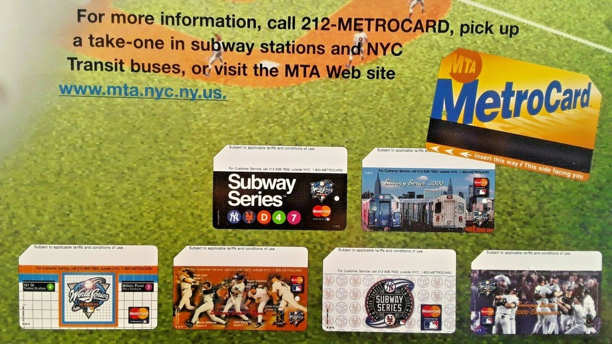 RARE MTA NYC METROCARD POSTER TRAIN WORLD SERIES 2000 YANKEES NY