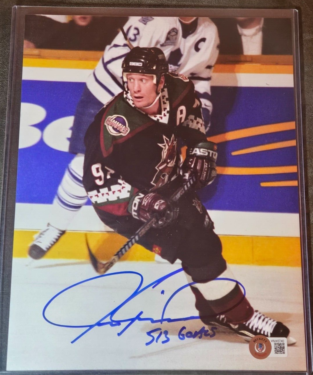 Jeremy Roenick Autographed Signed Phoenix Coyotes & Inscribed 513 Goals 8x10 Beckett Witness COA Coyotes HOF 