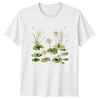 Water Lilies Graphic Tee Womens T-Shirt Ladies Top Floral Nature Tee
