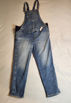 Old Navy Maternity Overalls Blue Stretch Sides Pockets Bib OG Womens Size 10