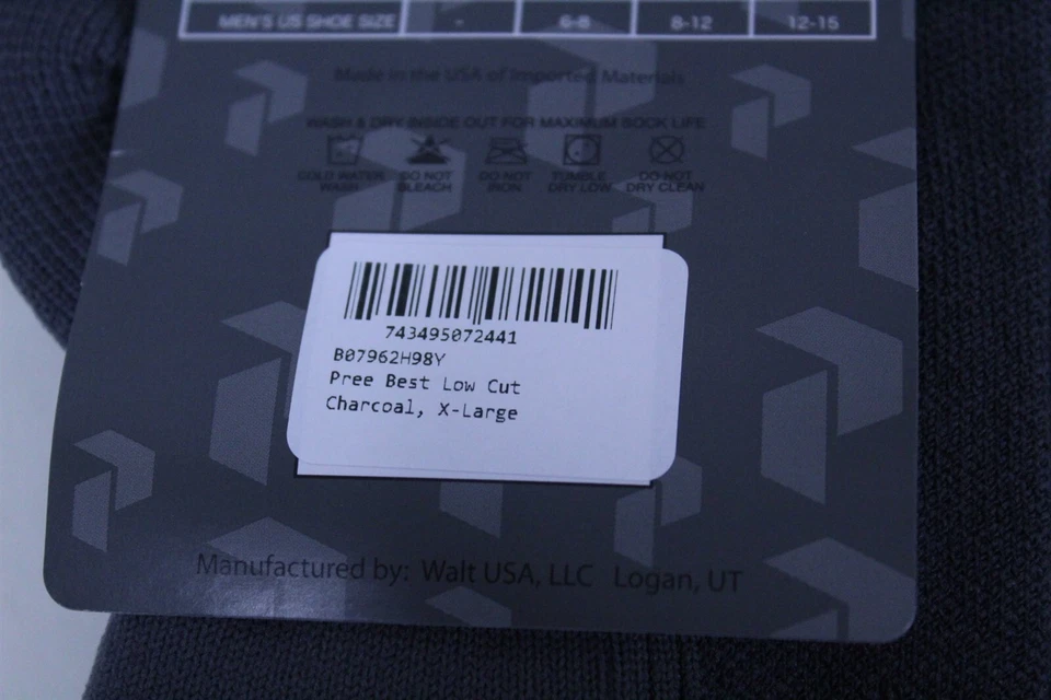 Pree Moisture Wicking Low-Cut Socks Arch Compress Mens XL (12-15) 2 Pairs Grey - Image 3 of 4