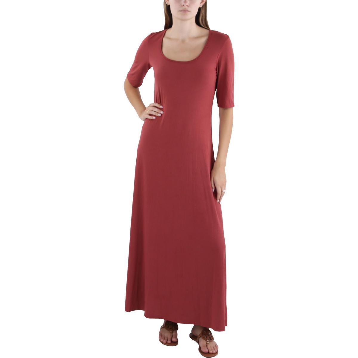 24seven Comfort Apparel Женское красное однотонное макси-платье в полный рост L BHFO 0271