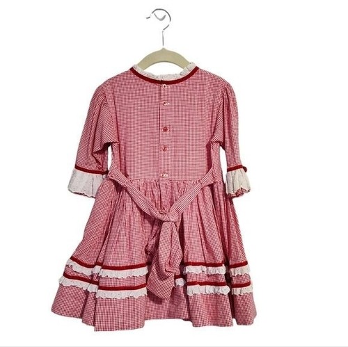 MARTHA'S MINIATURES x VINTAGE gingham ruffle dress in red and white 5Y - Picture 2 of 6