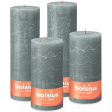 2er Set Bolsius XXL Rustik Stumpenkerzen 300/200x100mm Kerzen - Eukalyptusgrün