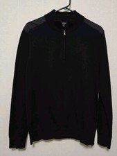 Michael Kors Mens 1/2 Zip Pullover Sweater Size Medium Black