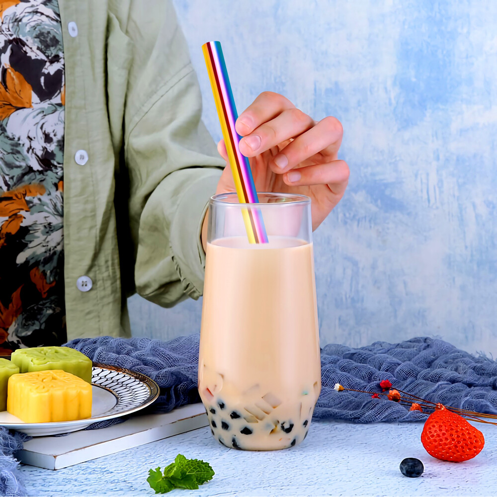 Eco-Friendly 304 Stainless Steel Reusable Bendable Straw & Stirrer