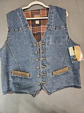 Cripple Creek Ranchwear Men L Vest Denim Blue Jean Sleeveless Western New