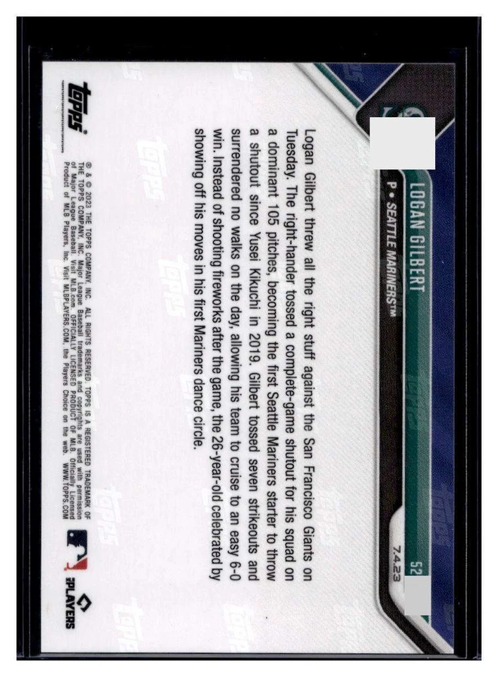 2023 Topps Now #525 Logan Gilbert Purple Parallel Card #d 22/25 - Image 2 of 2