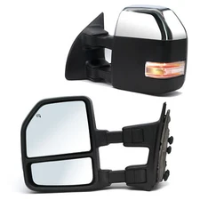 New L+R Tow Mirrors For 99-16 Ford F-250 Super Duty Power Heated Signal Chrome