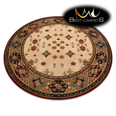 Orientteppich NATUR 100% WOLLE Rund ''OMEGA'' TAROS Orientalisch Beige Qualität