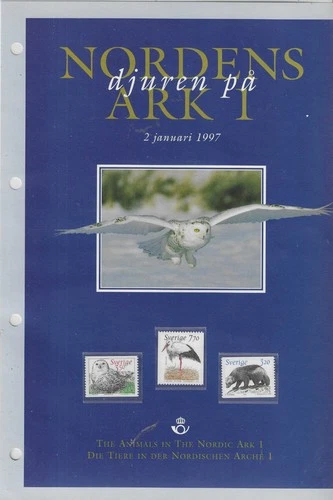 Sweden 1997 Nordons Ark BIRDS Presentaion card comp with stamps MINT NH