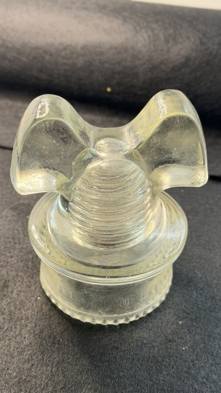 Vintage Hemingray 60 Glass Insulator CD 257 Clear Mickey Mouse Ears 1943 WWII