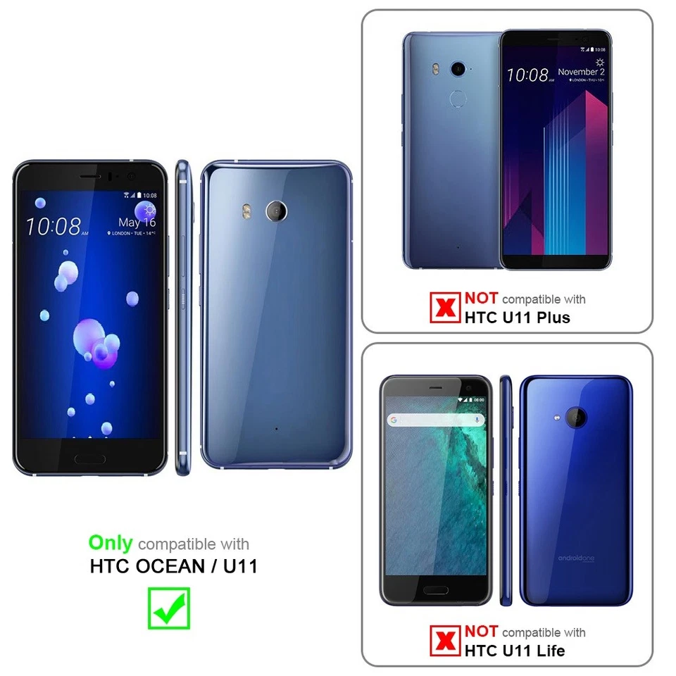 Case for HTC OCEAN / U11 Protection Phone Cover Book Wallet Magnetic - Image 2 of 4