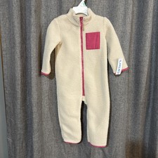 Carters Color Block Fleece Long-Sleeve Jumpsuit - Cream/Pink Size 18 Month New