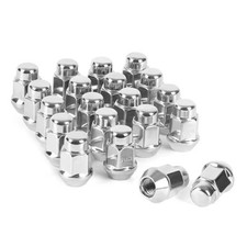 20PCS 1.4 inch Chrome 12x1.5 Closed End Bulge Acorn Lug Nuts - Cone Silver