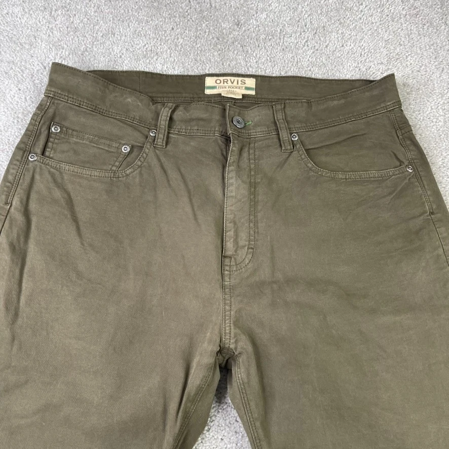 Orvis 裤子男式 32x30 棕色 5 口袋弹力斜纹斜纹斜纹布 1856 工装 — 第 2/4 张图片