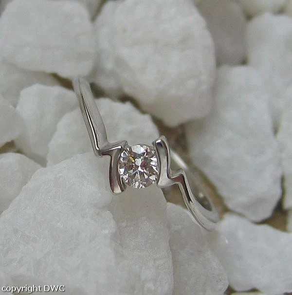 Ring mit Brillant Solitär Diamant Brillanten in 900 er Platin 48 - Bild 4 von 4