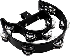Drum Set Tambourine with Mounting Eye Bolt,Hi Hat Tambourine(Black,Red) (10 Doub