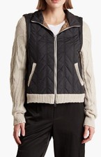 NWT Democracy Mock Neck Quilted Twofer Jacket...
