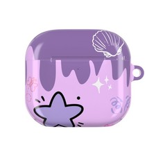 Cute Purple Protective Pastel Mermaid Seashell AirPod Case  Purple Star Drip