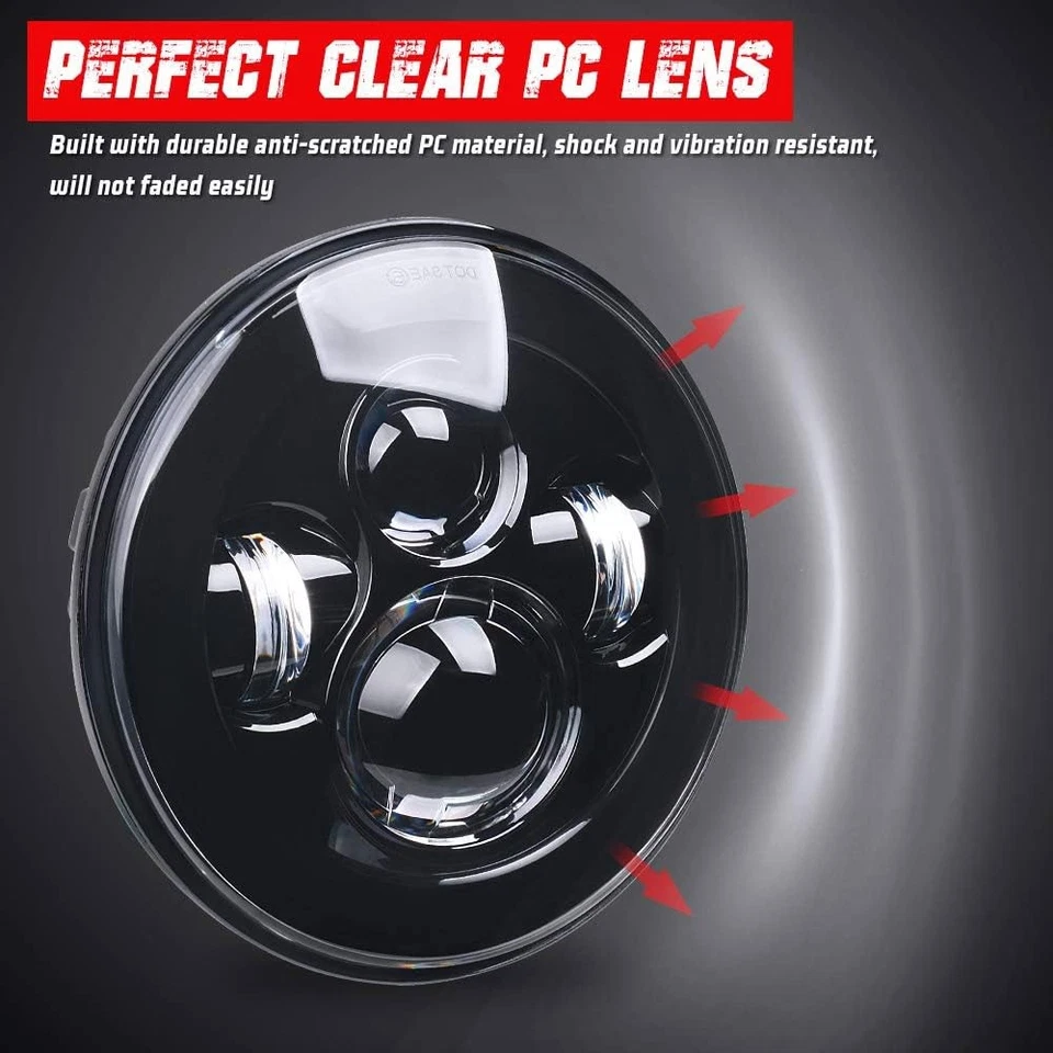 2X For Chevy C10 C20 G10 G20 Nova Pickup 7" Inch Round Led Headlights Hi/Lo DRL - Image 2 of 4