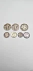 Vintage Silver Coin Lot Standing Liberty Barber Quarter Mercury Dime 7 Coins
