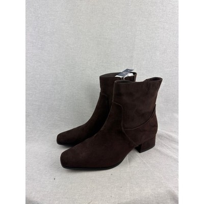 Universal Thread Womens Brown Faux Suede Square Toe Ankle Boots Block Heel 6.5