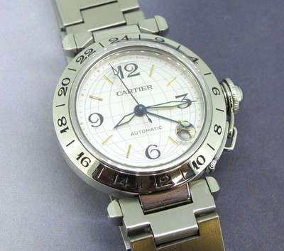 CARTIER Pasha C Meridian GMT Stainless Steel Automatic Watch 35 MM