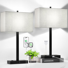 21" Touch Bedside Lamps with 2 USB  AC Outlets, 3-Way Dimmable Bedside Table La