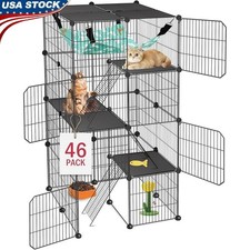 Indoor Outdoor Cat Enclosure Multi-Door Playpen Ramp Hammock Sturdy  Durable US