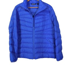 Lands End Kids Blue Puffer Jacket L 14-16 Lightweight Full Zip Winter Coat