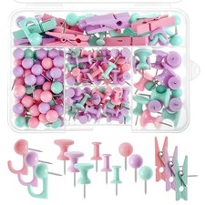 200 Pieces Push Pins Set, 5 Types Colorful Thumb Tacks Cute Decorative Push P...
