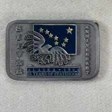 25th Anniversary of Alaska's 1984 Statehood Series Silver Tone Vtg. Belt Buckle