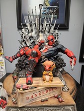 Custom Deadpool On Throne 1/4 Scale Statue By Art Department Studios.  Mint....